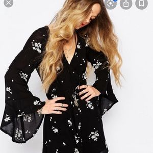Free People Jasmine Embroidered Bell Sleeve Dress